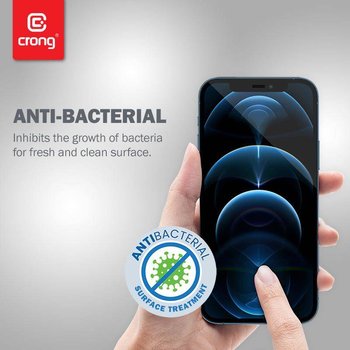 Crong Anti-Bacterial 3D Armour Glass – Szkło hartowane 9H na cały ekran iPhone 12 / iPhone 12 Pro + ramka instalacyjna - Crong
