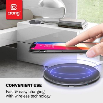 Crong Fast Wireless Charger - Bezprzewodowa ładowarka indukcyjna Qi 15W (Shadow Black) - Crong