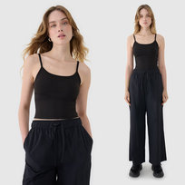 Crop-top Damski 4F Slim Fit Koszulka Na Ramiączkach Czarna 4FWSS25TSLEF127 L Czarny 4F