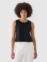 Crop top regular gładki damski 4F 4FRAW24TSLEF183-20S Czarny 4F