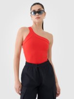 Crop-top slim z asymetrycznym ramiączkiem damski 4FRSS25TSLEF222-62S Czerwony Roz. XS 4F