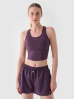 Crop top treningowy szybkoschnący damski 4F 4FWAW24TFTSF1067-50S Fioletowy