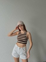 Crop top w paski - odcienie brązu