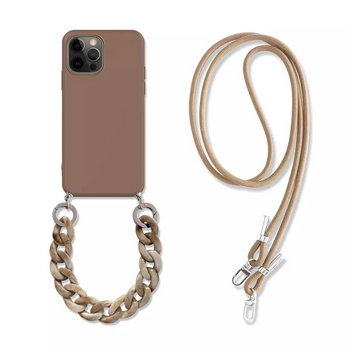 Crossbody Chain 2w1 etui z paskiem na szyję i łańcuchem do iPhone 13 (Brown) - D-pro
