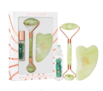 CRYSTALLOVE Jade beauty set : roller do twarzy + płytka gua sha + buteleczka roll-on