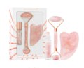CRYSTALLOVE Rose quartz beauty set : roller do twarzy + płytka gua sha + buteleczka roll-on - Crystallove