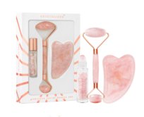 CRYSTALLOVE Rose quartz beauty set : roller do twarzy + płytka gua sha + buteleczka roll-on