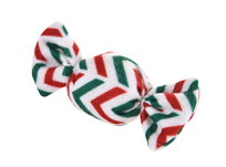 Cukierek pluszowy | zabawka dla kota | czerwone/zielone paski, 4x9cm
