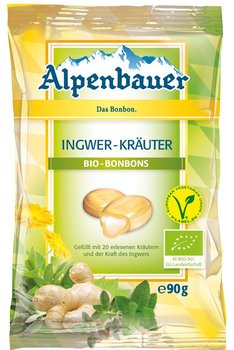 CUKIERKI Z NADZIENIEM O SMAKU IMBIROWO - ZIOŁOWYM VEGAN BIO 90 g - ALPENBAUER - ALPENBAUER