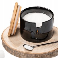 Cukiernica ceramiczna z łyżeczką PRIMA DECO Elina czarna 10x8 cm