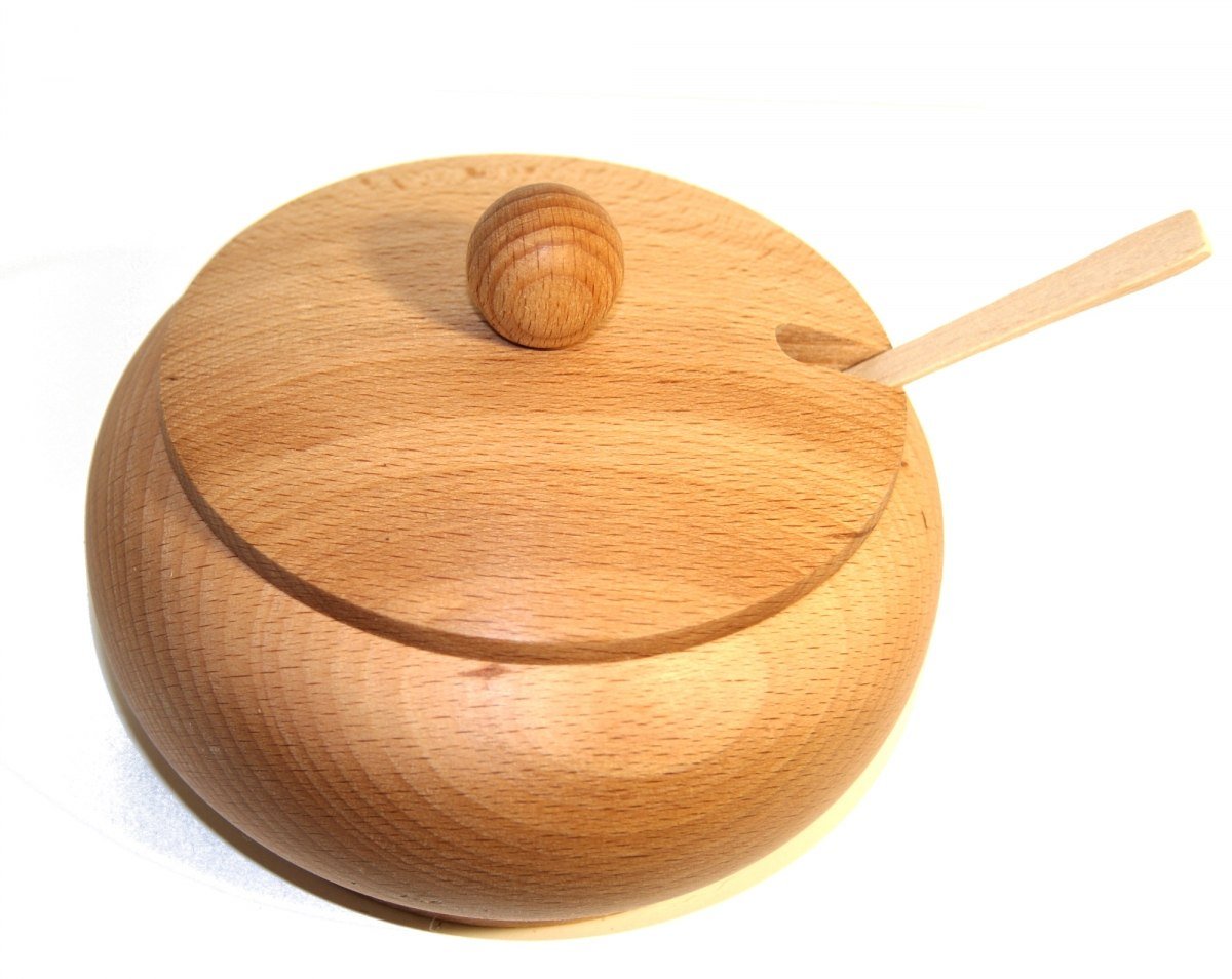 Фото - Цукорниця Cukiernica drewniana bukowa z łyżeczką duża