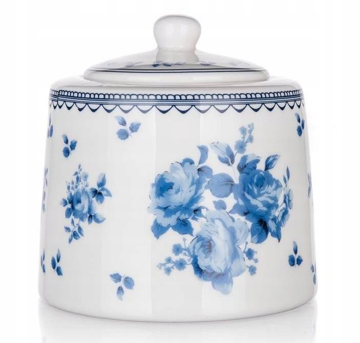 Zdjęcia - Cukiernica Banquet CUKIERNICZKA W KWIATY niebieskie pojemnik na cukier ceramika decor 