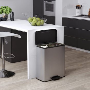 Curver Podwójny Kosz Na Śmieci Deco Z Pedałem, 26 L+26 L, Srebrny - Curver