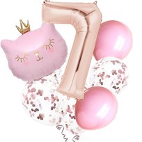 Cyfra 100cm. Zestaw balony Kotek różowy - 7
