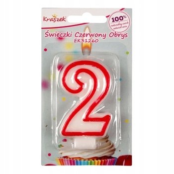 Cyfra 2 Świeczka Urodzinowa Tort Jeden Urodziny Z Czerwonym Konturem - Inna marka
