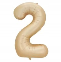 CYFRA BALON 2 DWA BEŻOWY FOLIOWY W KSZTAŁCIE CYFRY 100CM IMPREZA URODZINY