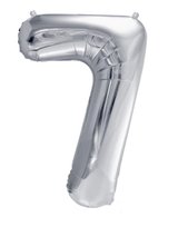 CYFRA BALON 7 SIEDEM SREBRNY FOLIOWY DUŻY 100 CM DEKORACJA IMPREZA URODZINY