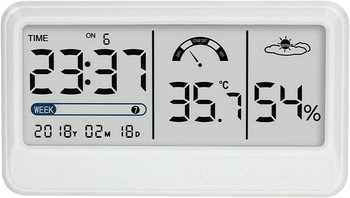 Cyfrowy higrometr elektroniczny miernik temperatury i wilgotności z wyświetlaczem LCD, datą i czasem, termometrem wewnętrznym, higrometrem ze stojakiem do szklarni ogrodowej - Inny producent