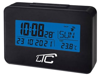 Cyfrowy zegar budzik z termometrem LTC sterowany radiowo - czarny - LTC