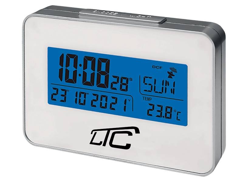 Zdjęcia - Zegar ścienny LTC Cyfrowy zegar budzik z termometrem  sterowany radiowo - srebrny 