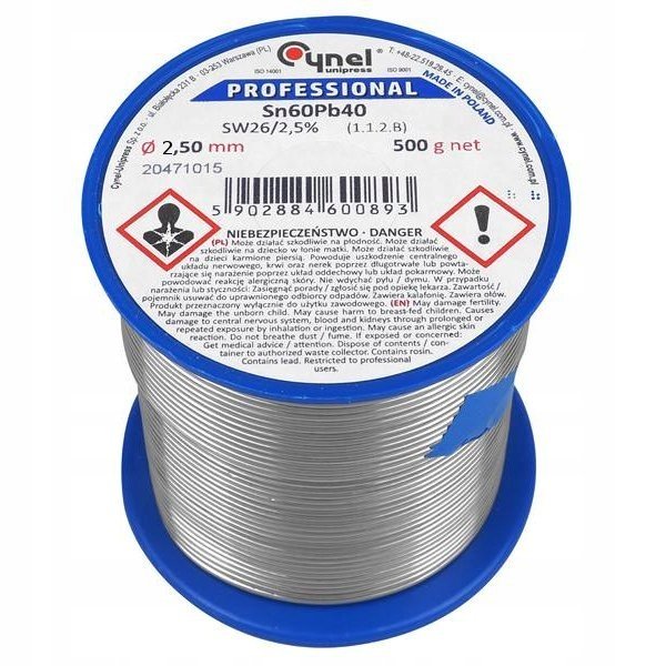 Cyna Spoiwo Lutownicze 2,5Mm 0,5Kg Sn60Pb40 Cynel Do Lutowania - Cynel ...