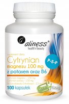 Cytrynian Magnezu 100 mg z potasem 150 mg B6 (P-5-P) x 100 caps || Aliness