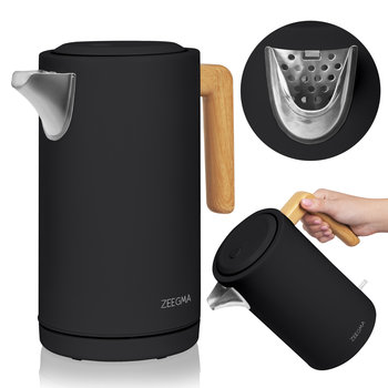 Czajnik Elektryczny Czarny Drewniany 1,7L 2200W Duży Xxl Drewno Elegancki - Zeegma