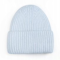 Czapka Beanie Damska Wełniana Wełna Zimowa Na Zimę 60% Angora Niebieska Majka