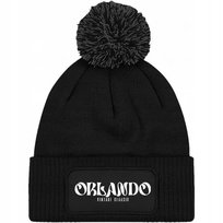 Czapka Czarna z Pomponem ORLANDO VINTAGE Zimowa Na Prezent Wzory