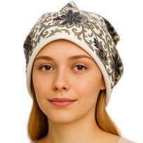 Czapka Damska Beanie Włoska Cienka Smerfetka Biała We Wzory Inna marka