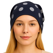 Czapka Damska Beanie Włoska Cienka Smerfetka Granatowa W Grochy Inna marka