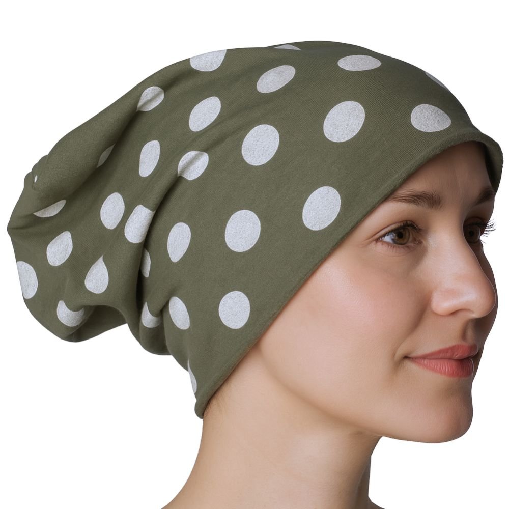 Czapka damska Beanie włoska cienka smerfetka khaki w kropki - Inna ...