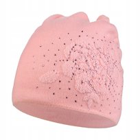 Czapka Damska Z Cyrkoniami Ciepła Śliczna Moraj Pink