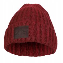 Czapka Damska Z Napisem Zimowa Jesienna Ciepła Klasyczna Naszywka Moraj Wine Red