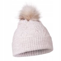 Czapka Damska Zimowa Ciepła Beż Beanie Moraj Na Jesień Na Zimę Z Pomponem Moraj