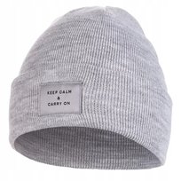 Czapka Damska Zimowa Jesienna Ciepła Gruba Beanie Klasyczna Naszywka Moraj Light Grey Melange