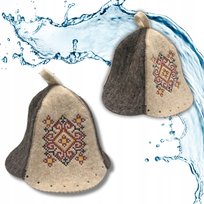 Czapka do Sauny - Naturalna, 100% Wełna Owcza, Dwukolorowa