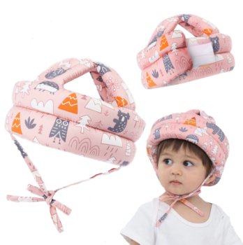 Czapka dziecięca ochrona na głowę kask do nauki chodzenia ochraniacz różowy - Inna marka