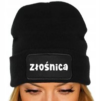 Czapka Jesienna Bawełniana ZIMOWA Czarna Beanie ZŁOŚNICA Na Prezent Wzory