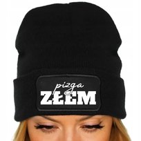 CZAPKA Jesienna BAWEŁNIANA ZIMOWA Czarna PIZGA ZŁEM Wzory