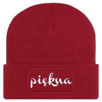 Czapka Jesienna Bawełniana ZIMOWA Czerwona Beanie PIĘKNA Na Prezent Wzory