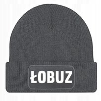 Czapka Jesienna Bawełniana ZIMOWA Szara Beanie ŁOBUZ Na Prezent Wzory