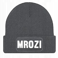 Czapka Jesienna Bawełniana ZIMOWA Szara Beanie MROZI Na Prezent Wzory