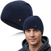 CZAPKA Męska ZIMOWA Elastyczna z Wiskozą GRANATOWA Pako Jeans Pako Jeans