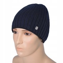 CZAPKA Męska Zimowa Jesienna GRANATOWA Produkt Polski Pako Jeans Pako Jeans