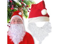Czapka Mikołaja Broda Z Brodą Świąteczna Święta Kostium Strój Mikołaj