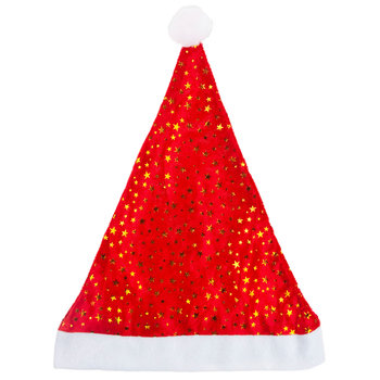 Czapka Mikołaja W Gwiazdki Mikołajkowa Z Pomponem Gwiazdka Na Święta Strój - MARTOM