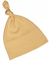 Czapka niemowlęca bawełniana PRZEJŚCIÓWKA z supełkiem, obwód 34cm BEŻ KLEKLE