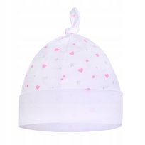 Czapka Niemowlęca Dziecięca Bawełniana Biała W Gwiazdki I Serduszka Roz. 38