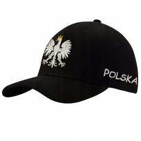 CZAPKA Z DASZKIEM BAWEŁNIANA CZARNA Z HAFTEM POLSKA ORZEŁ BIAŁY DLA KIBICA inna (Inny)